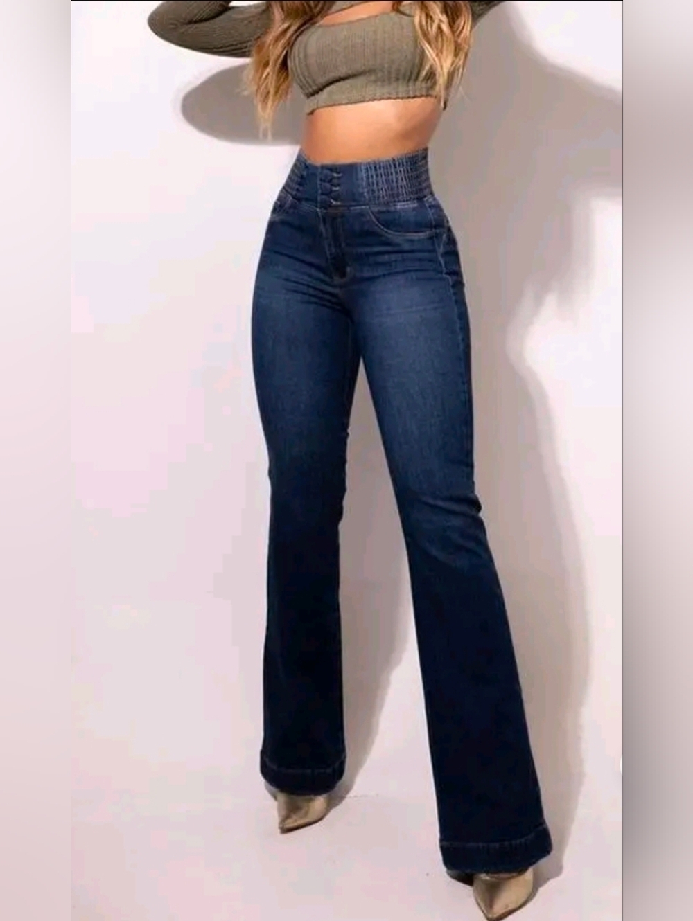 Chicme High-Waist Dark Blue Flared Women’s Jeans